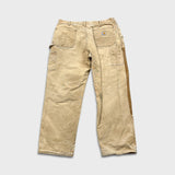 Vintage 90s Carhartt Pants Mens 36x29 Beige Double Knee Distressed USA Workwear