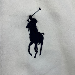 Vintage 90s Polo Ralph Lauren Hoodie Mens Large White Pony Full Zip Waffle Hooded Sweater
