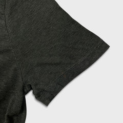 Armani Collezioni Polo Shirt Mens Small Grey Striped Lightweight Knit Tee