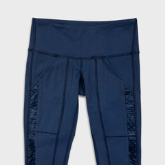 Lululemon Practice Daily Pants Womens Size 2 Blue Mid Rise Yoga Leggings Tights