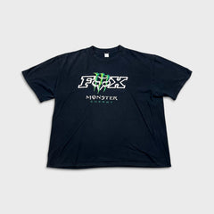 Vintage Fox Racing Monster Energy T Shirt Mens 2XL Black Double Sided Faded Tee