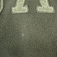 Vintage Y2K Gap Fleece Mens Medium Green Spell Out Distressed Hooded Pullover Jacket