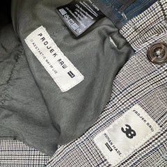 Projek Raw Plaid Bungee Pants Mens 38x30 Gray Drawstring Taper Leg Casual Trouser