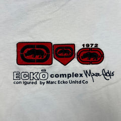 Vintage 90s Ecko Unltd T Shirt Mens Small White Complex Rhino Distressed Tee