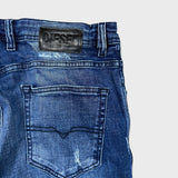 Diesel Jeans Mens 34x32 Blue Tepphar Slim Tapered Fit Medium Wash Distress Denim Pants