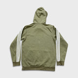 Adidas Hoodie Mens Medium Green Essentials Stripe Spell Out Logo Hooded Sweater