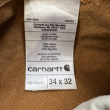 Carhartt Iconic R01 Duck Bib Overall Mens 34x32 Brown Relaxed Fit Carpenter Workwear