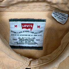 Vintage 90s Levi's Denim Shirt Mens Medium Orange Red Tab Light Wash Button Up