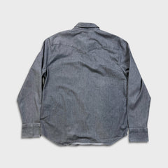 Levi's Barstow Western Denim Shirt Mens Large Gray Stone Wash Stretch Pearl Snap