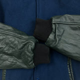 Vintage 90s Davis Sportswear Leather Jacket Mens Medium Blue Wool Letterman