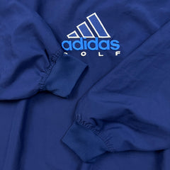 Vintage 90s Adidas Golf Jacket Mens Medium Blue Essentials 3 Stripe Windbreaker Bomber