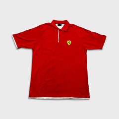 Vintage 90s Ferrari Polo Shirt Mens XL Red Scuderia Embroidered Short Sleeve Racing