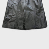Vintage 90s JOFAMA Swedish Leather Trench Coat Women Size 6 Black Quilted Lined
