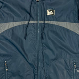 Vintage 90s Adidas Jacket Mens Medium Blue Stripe Reversible Fleece Full Zip Coat
