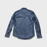 Levi's Barstow Western Denim Shirt Mens Medium Blue Dark Wash Stretch Pearl Snap