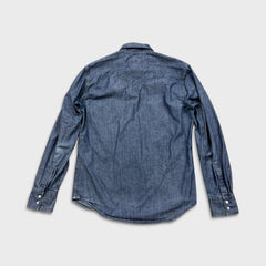 Levi's Barstow Western Denim Shirt Mens Medium Blue Dark Wash Stretch Pearl Snap