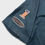 Vintage Y2K Harley Davidson Shirt Mens Large Blue USA Mechanic Button Up Biker Patch