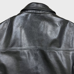 Vintage 90s Oakwood Classic Genuine Leather Jacket Mens Large Black Thinsulate Insulated