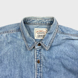 Vintage 90s Levi's Denim Shirt Mens XL Blue Orange Tab Western Button Up