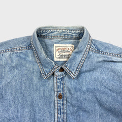Vintage 90s Levi's Denim Shirt Mens XL Blue Orange Tab Western Button Up