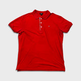 Diesel Polo Shirt Mens XL Red Short Sleeve Stretch Cotton Zip Button Up
