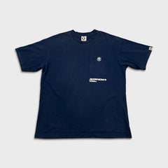 AAPE By A Bathing Ape Mens XL Blue One Point Spell Out Graphic Pocket T Shirt
