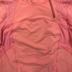 Lululemon Athletic Run Pullover Jacket Womens Size 12 Orange Side 1/4 Zip