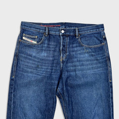 Diesel 2020 D-Viker Jeans Mens 38x30 Blue Regular Straight Fit Dark Wash Denim Pants