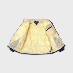 Vintage 90s Tommy Hilfiger Jacket Mens XL Blue Tommy Flag Full Zip Puffer Down Bomber
