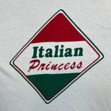 Vintage 80s Italian Princess T Shirt Mens 2XL White Single Stitched Novelty Tee