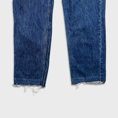 Vintage 90s Levi's 516 Jeans Mens 34x30 Blue Slim Fit Straight Leg Frayed Denim Pants
