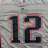 Vintage Y2K Reebok Tom Brady #12 New England Patriots Jersey Mens Medium Gray NFL