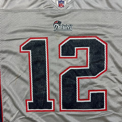 Vintage Y2K Reebok Tom Brady #12 New England Patriots Jersey Mens Medium Gray NFL