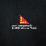 Vintage 90s Ontario Lottery Leather Jacket Mens Medium Black OLG Letterman Varsity