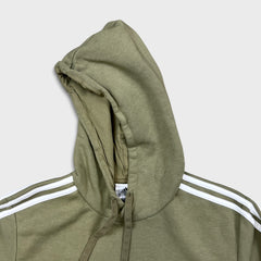 Adidas Hoodie Mens Medium Green Essentials Stripe Spell Out Logo Hooded Sweater