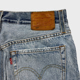 Levi's 501 Jeans Mens 28x30 Blue Original Fit Straight Distress Frayed Leg Denim Pants