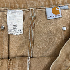 Vintage 90s Carhartt Pants Mens 36x29 Beige Double Knee Distressed USA Workwear