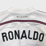 2014/15 Adidas Ronaldo #7 Real Madrid Home Long Sleeve Jersey Mens Medium White