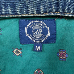 Vintage 90s Gap Denim Jacket Mens Medium Blue Lined Medium Wash USA Jean Trucker