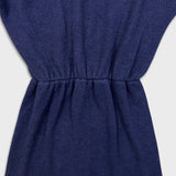 Vintage 90s Andy Warhol Dress Medium Blue Batwing Dolman Blouson Knit Sheath Midi