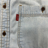 Vintage 90s Levi's Denim Shirt Mens Medium Blue Faded Light Wash Button Up