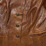 Vintage Y2K Danier Leather Blazer Jacket Womens XS Brown Paisley Bemberg Lined Coat