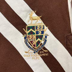 Vintage 90s Polo Ralph Lauren Shirt Mens Medium Brown RLPC Crest Short Sleeve