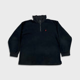 Vintage 90s Polo Ralph Lauren Fleece Mens Medium Black Pony 1/4 Zip Pullover Jacket