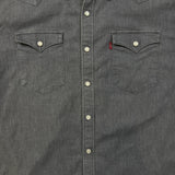 Levi's Barstow Western Denim Shirt Mens Large Gray Stone Wash Stretch Pearl Snap