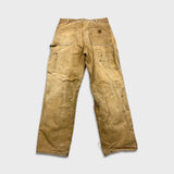 Carhartt Pants Mens 34x32 Beige Carpenter Thrashed Workwear Hammer Loop Canvas