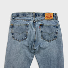 Levi's 505 Jeans Mens 34x30 Blue Regular Fit Straight Leg Light Wash Denim Pants