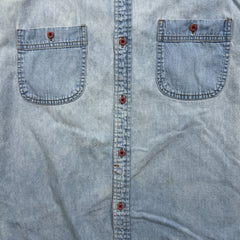 Vintage 1993 Looney Tunes Denim Shirt Mens XL Blue Light Wash Cartoon Classics