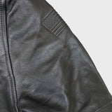 Vintage Y2K Ultra One Platinum TA Petro Leather Jacket Mens Medium Black A2 Flight Bomber