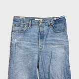 Levi's Ribcage Straight Jean Womens 32x27 Blue Distressed High Rise Light Wash Denim Pants